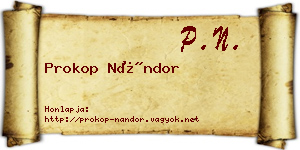 Prokop Nándor névjegykártya